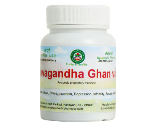 Ashwagandha Ghan vati Adarsh Ayurvedic Pharmacy, 20 grams ~ 50 tablets