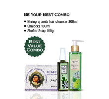 Набір Be Your Best — Shafair Plus + Bhringraj Amla Hair Cleanser + Shalocks Premium, 100 грам + 200 мл + 100 мл