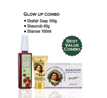 Набір Glow Up Combo — мило Shafair Plus + тонік для шкіри Sharose Premium + скраб Shascrub Plus, 100 грам + 100 мл + 40 грам