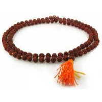 Чотки з дрібної рудракши світло-коричнева (Rudraksha mala small seeds light-brown color), 108 намистин