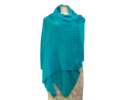 Pashmina shawl Aquamarine color Gana - Nepal, 100% cashmere
