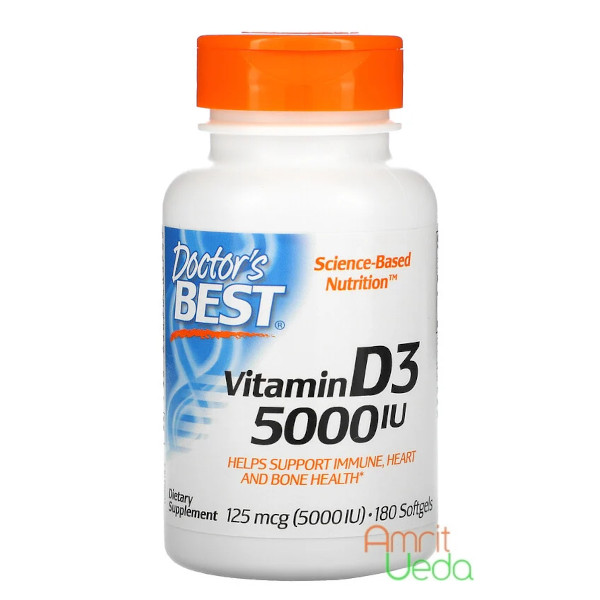 Vitamin D3 125 mcg 5000 IU Doctor's Best, 180 softgels